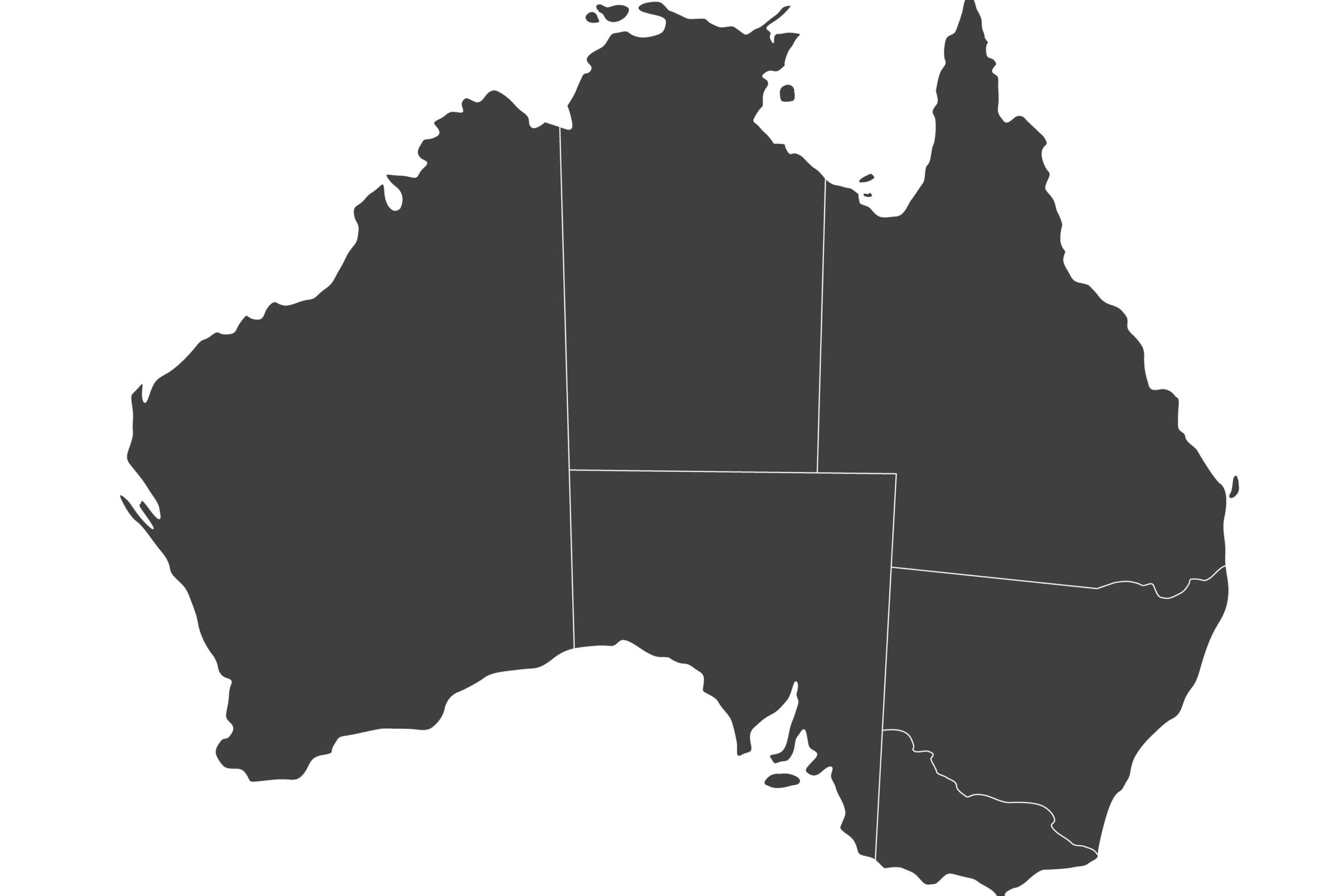 Vector Map of Australia, showing all 5 States.