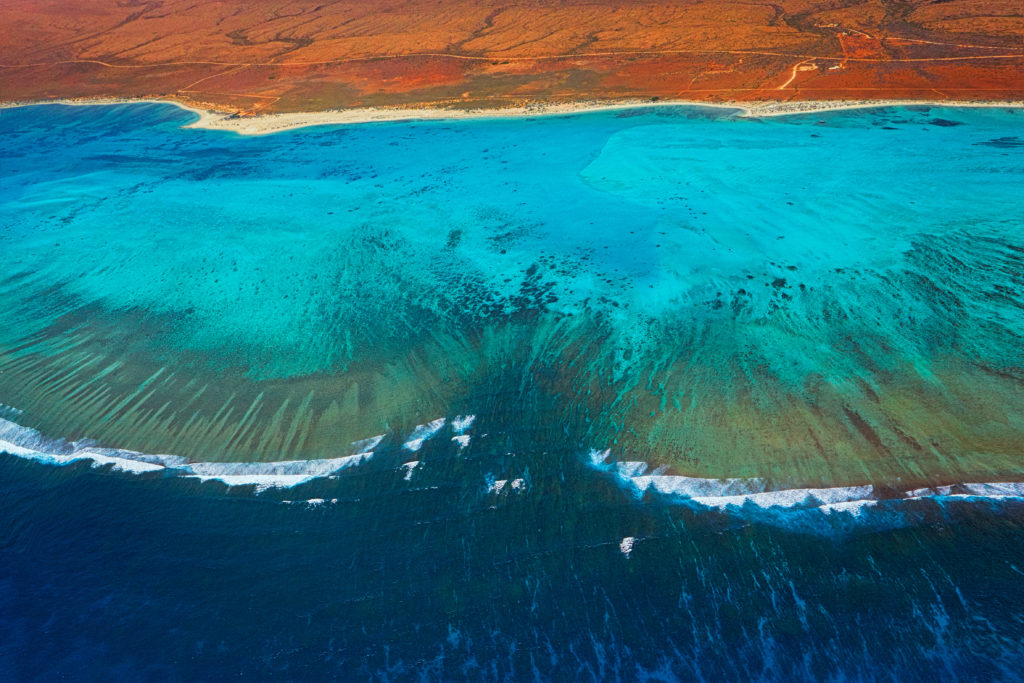 An aerial view of Ningaloo Reef in Western Australia
