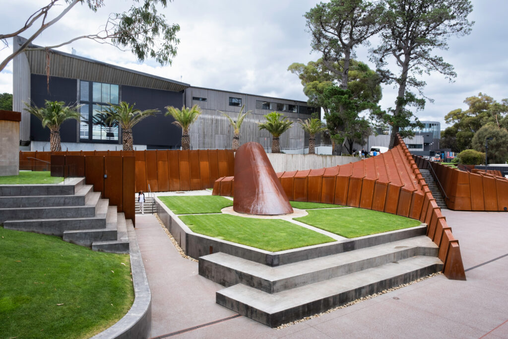 The exterior of the famous MONA (Museum of Old and New Art) in Hobart Tasmania